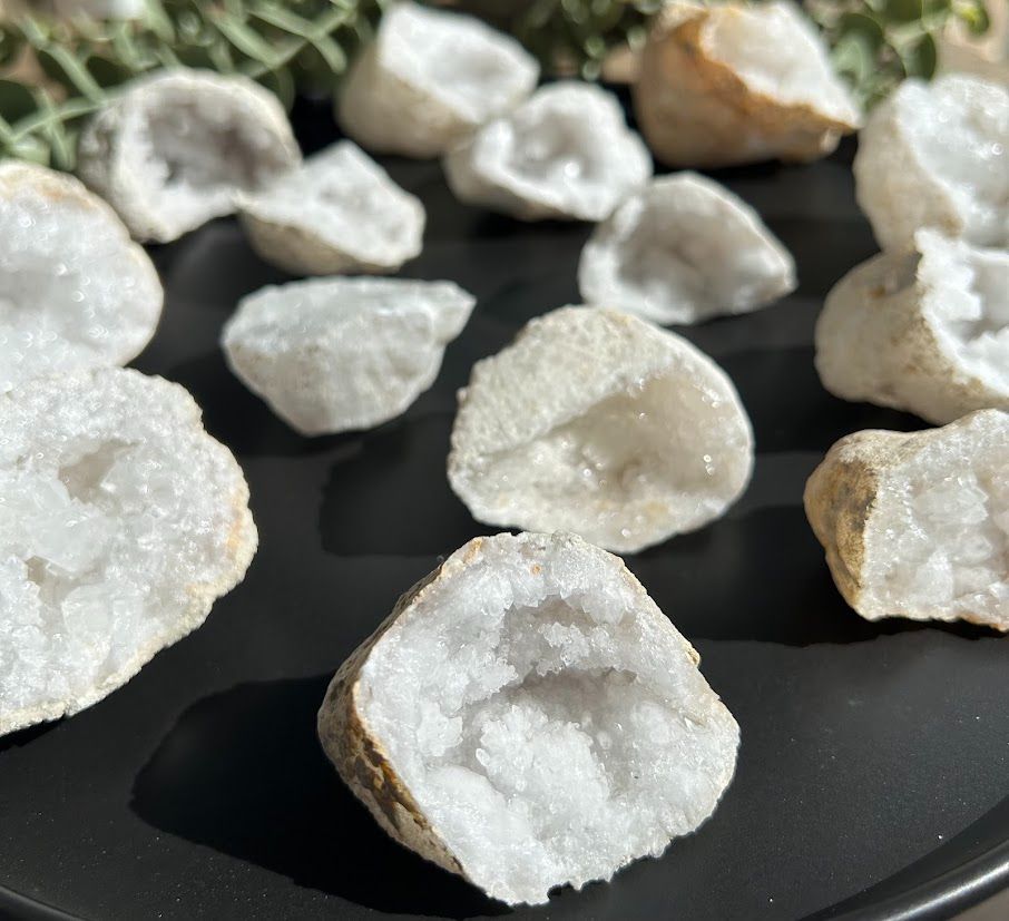 The Moon Gypsy quartz geode, white