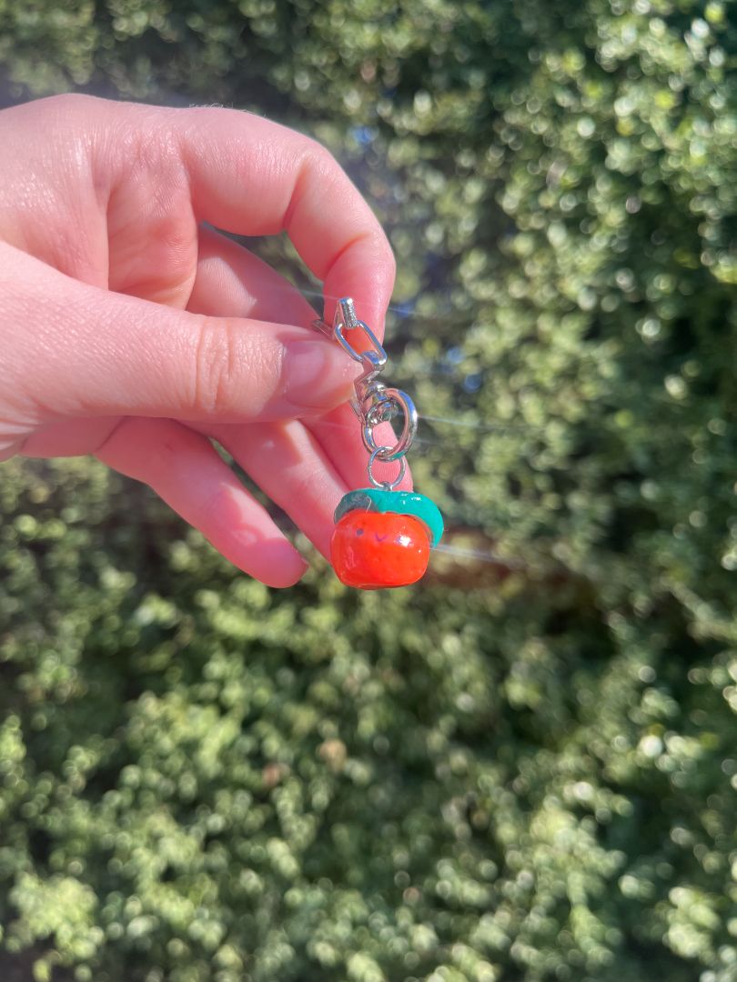 Seedi Bun Orange Fruit Polymer Clay Keychain, Orange small