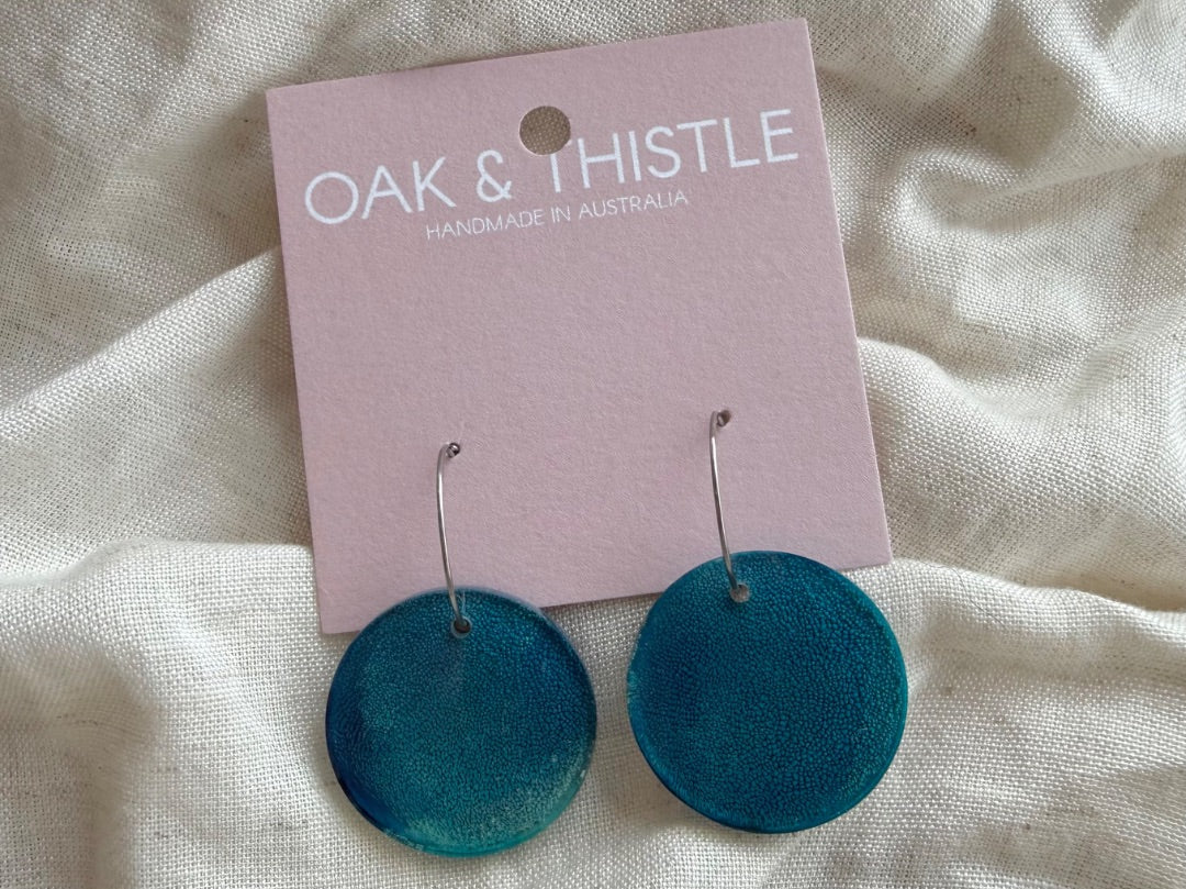 Oak & Thistle Lunar Hoops, Blue