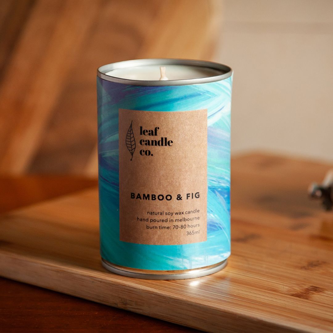 Leaf Candle Co Bamboo & Fig Large Candle, Aqua Large