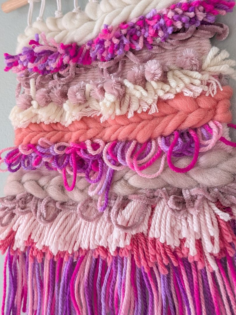 Dandy Dee Woven Wall Hanging, Pink, Cream 30cm