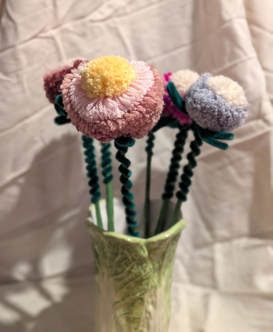 Dandy Dee Flower Pom Pom, Pink, Yellow 35cm