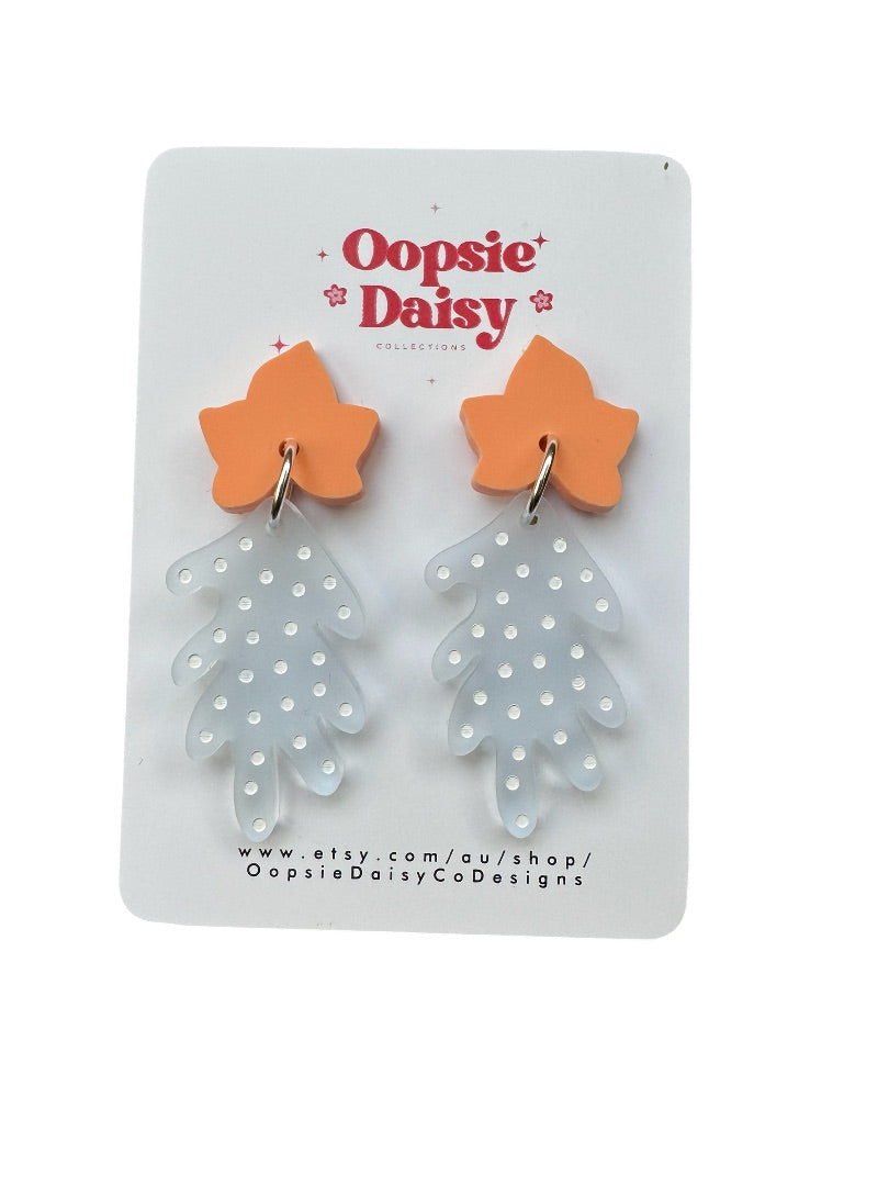 Oopsie Daisy Collections Coral Leaf Earrings, Blue