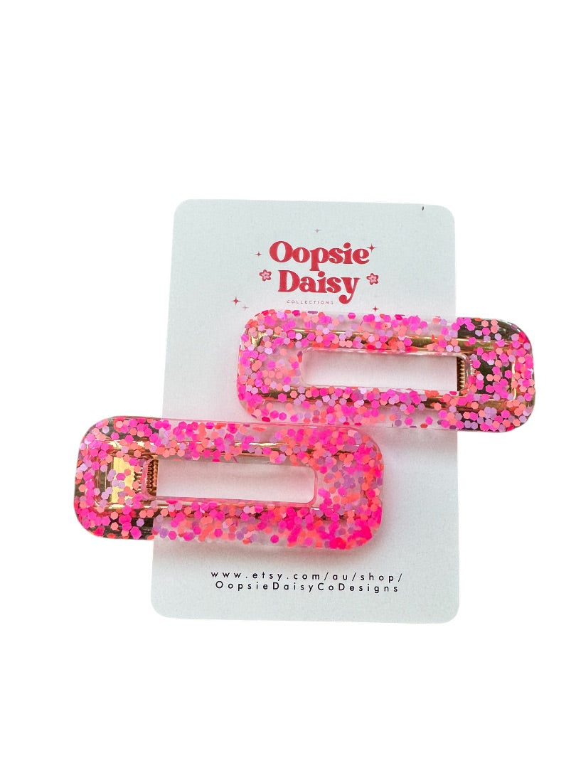 Oopsie Daisy Collections Pink glitter clips, Pink