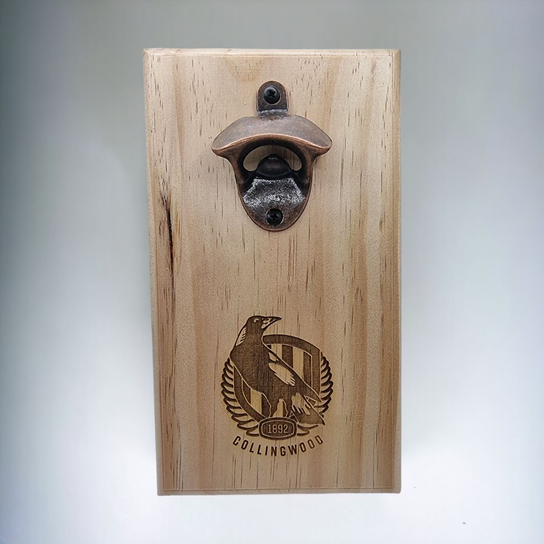 4 Little Bells Collingwood Bottle Opener, Natural wood