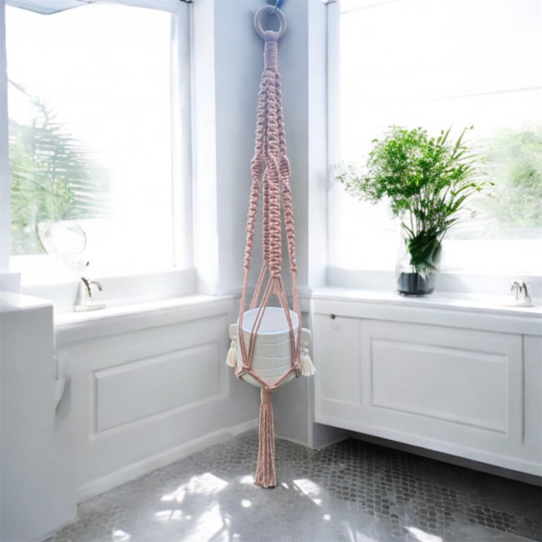 Little Joyz Studio Macrame Plant Hanger, Antique Peach