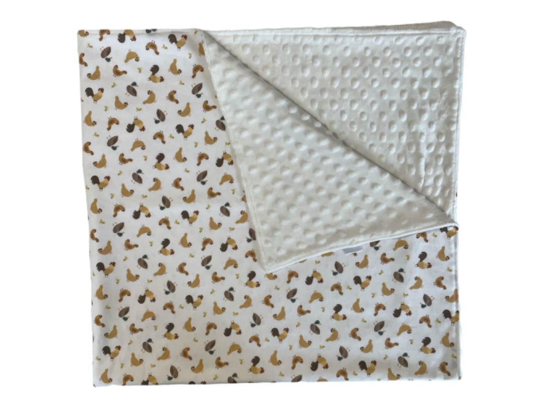 Playmate Baby Accessories, White with chickens and ducks 100cm x 100cm