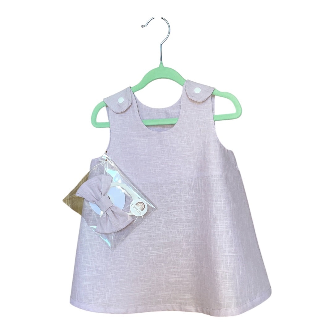 Playmate kids Lilac Dress with matching headband Size 1, Blue floral 1