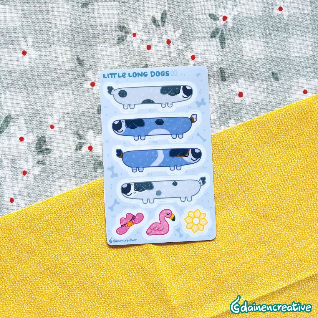 Dainen Creative Little Long Dog 03 Sticker Sheet, 77 x 123 mm