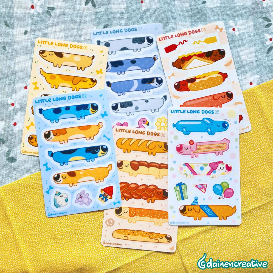 Dainen Creative Little Long Dog 03 Sticker Sheet, 77 x 123 mm