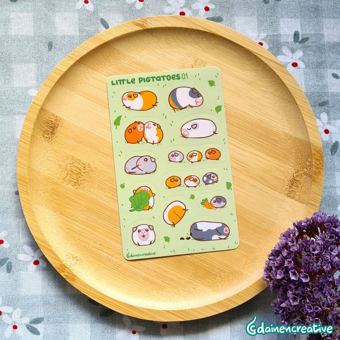 Dainen Creative Little Pigtatoes 01 Sticker Sheet, 77 x 123 mm