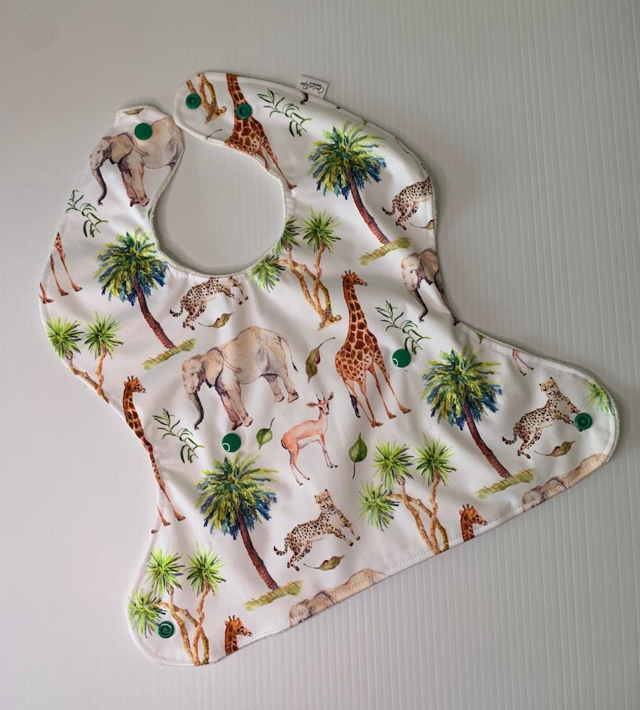 Charlie Rose Handcrafted Food Catcher Bib Safari Animal, 6-12 months