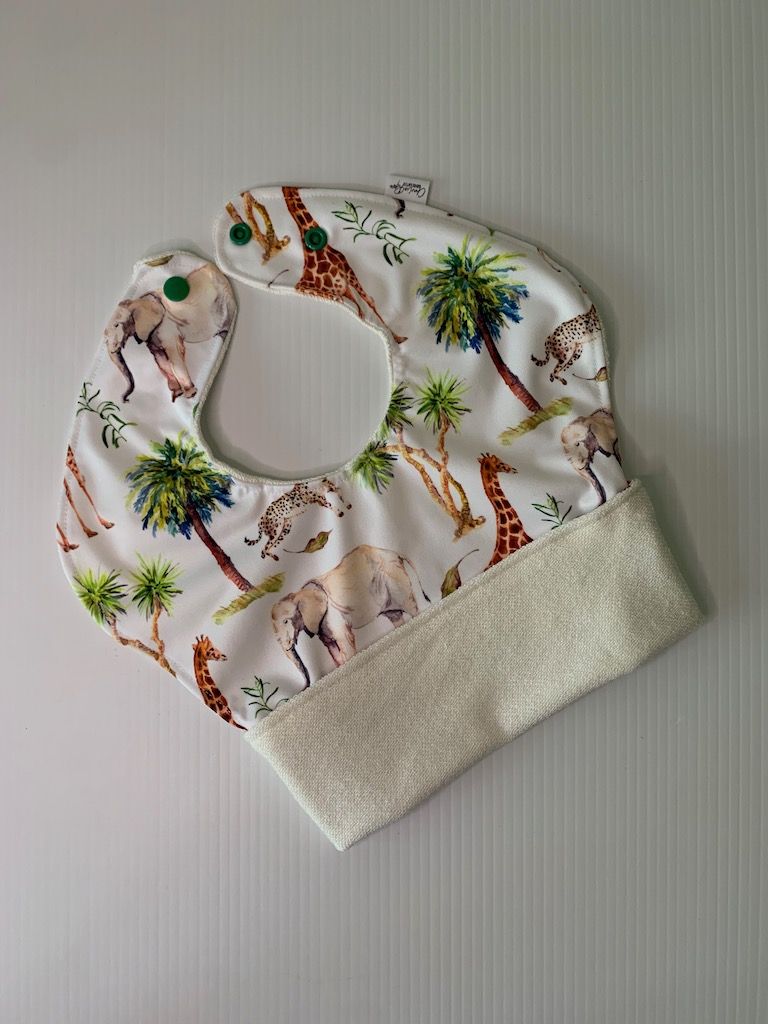 Charlie Rose Handcrafted Food Catcher Bib Safari Animal, 6-12 months