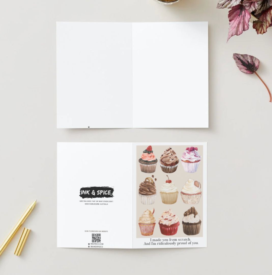Ink & Spice co 'I made you from scratch...' card, brown A6