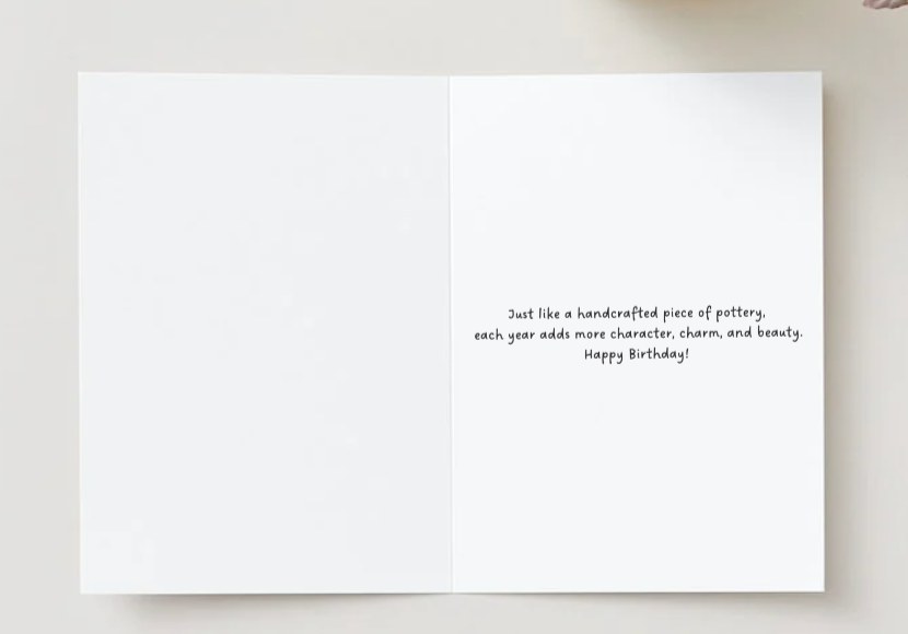 Ink & Spice co Pottery themed birthday card, brown A6