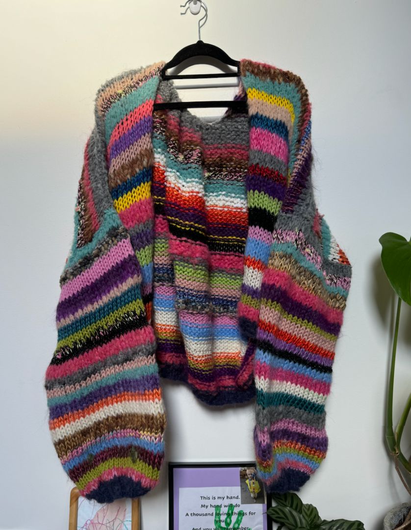 Nat Buckley Knitted Cardigan - Rainbow Stripe, Rainbow Stripe S-L