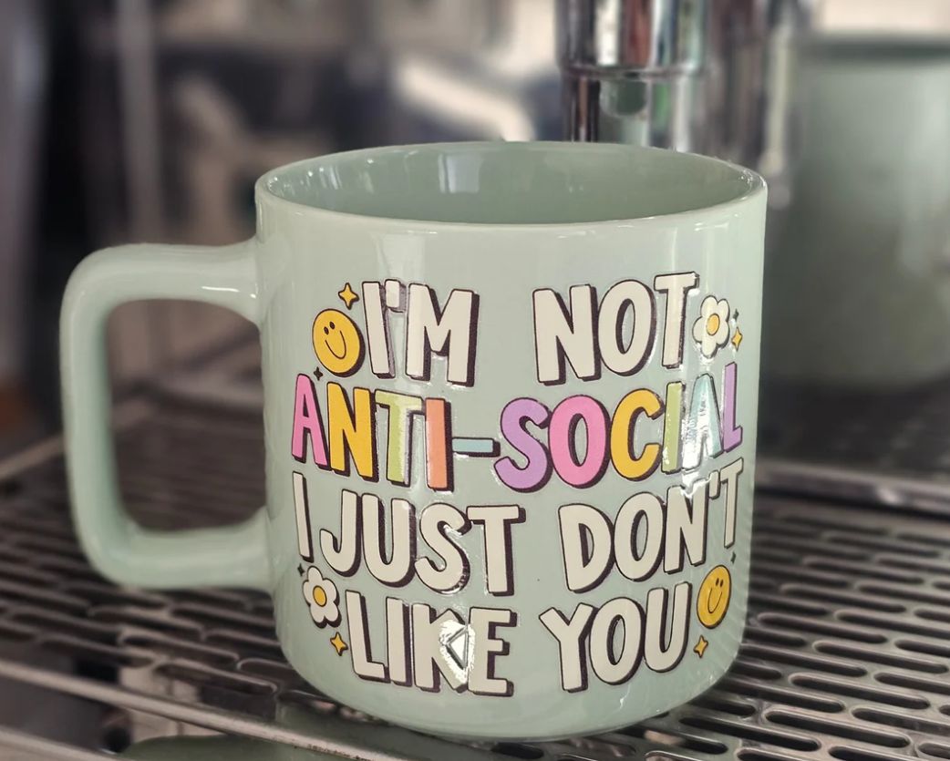 Creations by Julietta Coffee Mug - Slogan (Antisocial), Mint 320ml