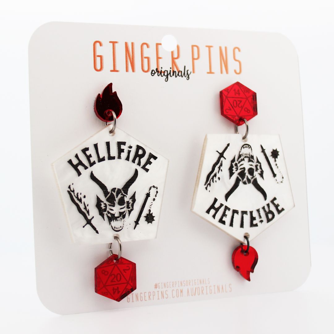 Ginger Pins Originals Stranger Things Hellfire Long Earrings