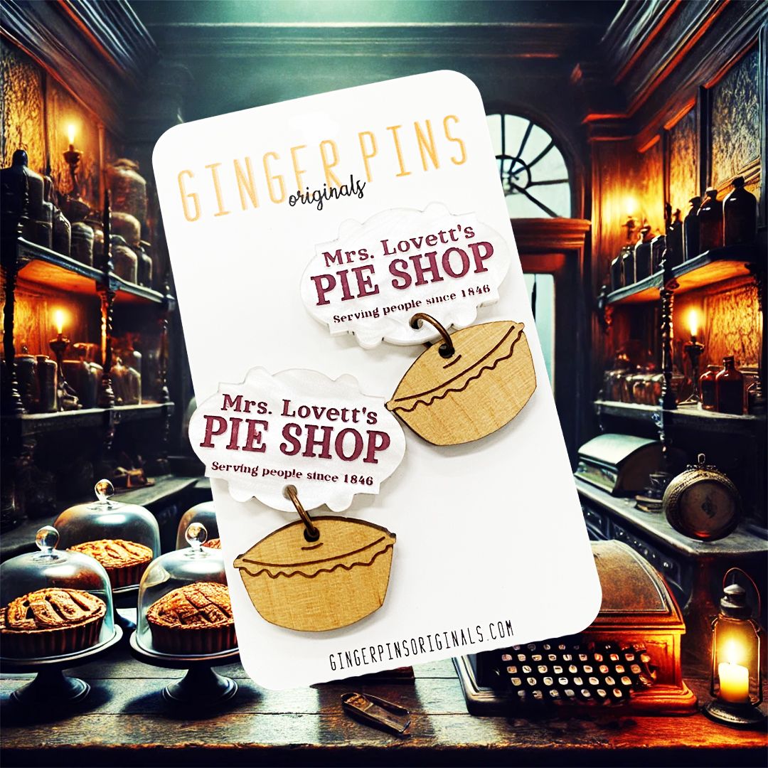 Ginger Pins Originals Sweeney Todd Pie Shop Earrings