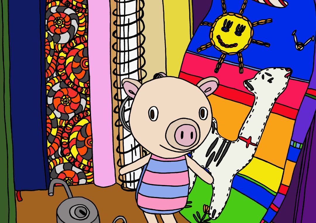 Tegan Iversen Little pig artwork, 21cm x 29.7cm