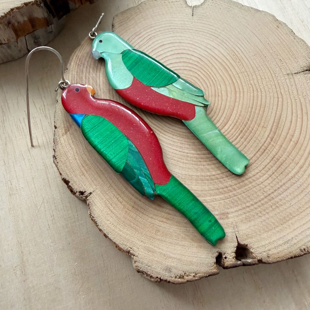 Lacroz & Co. Designs Australian King Parrot Statement Earrings