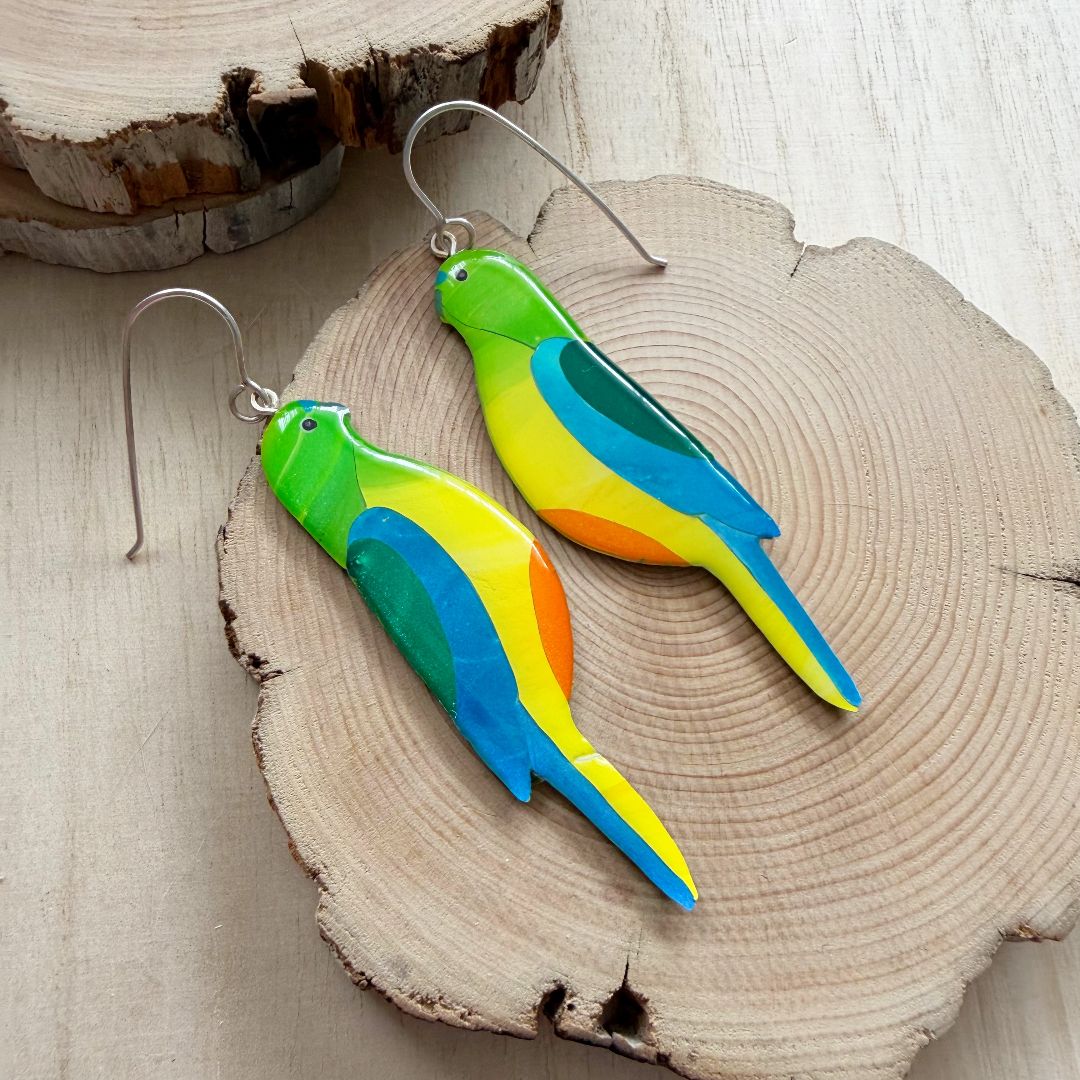 Lacroz & Co. Designs Orange-Bellied Parrot Earrings