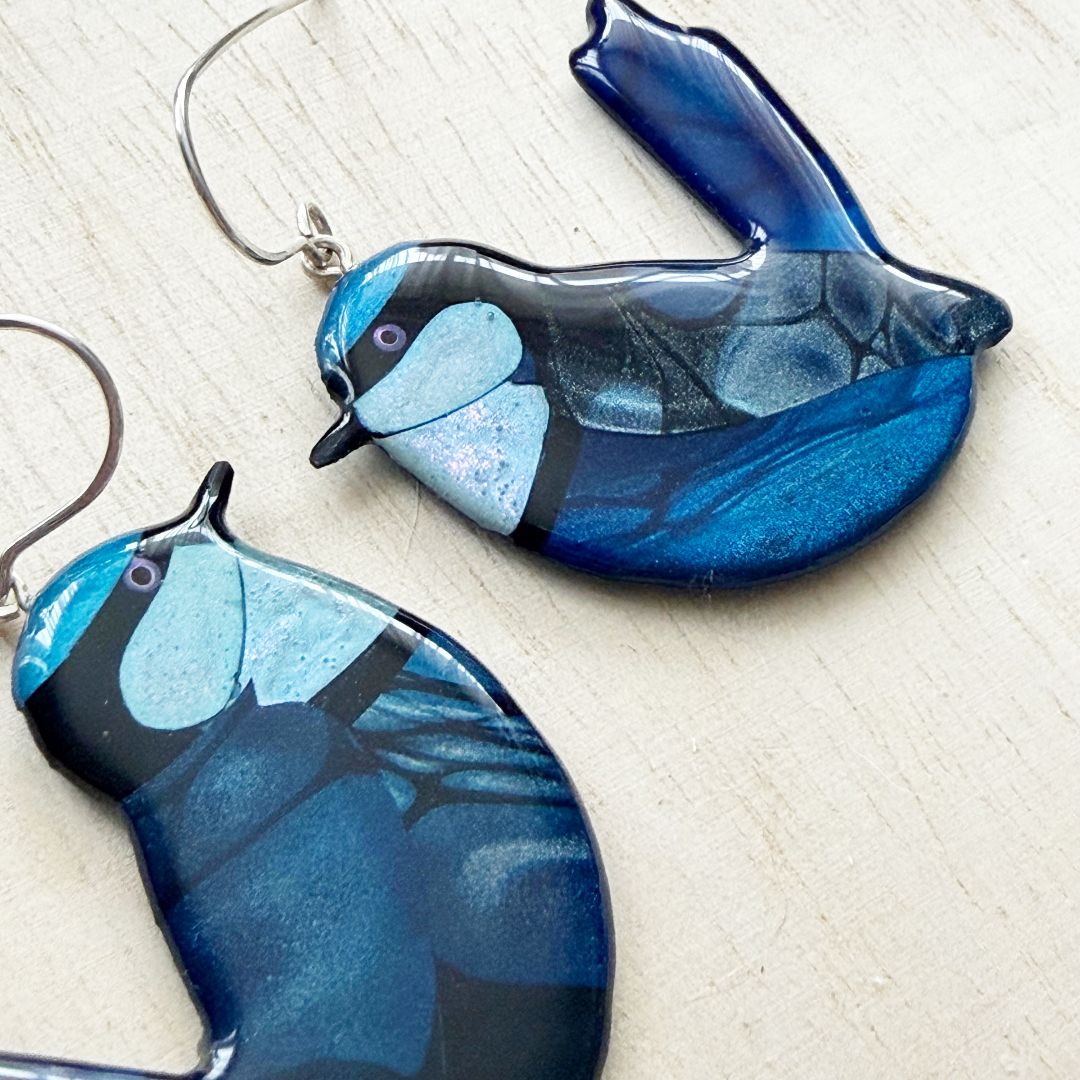 Lacroz & Co. Designs Splendid Fairy Wren Statement Earrings