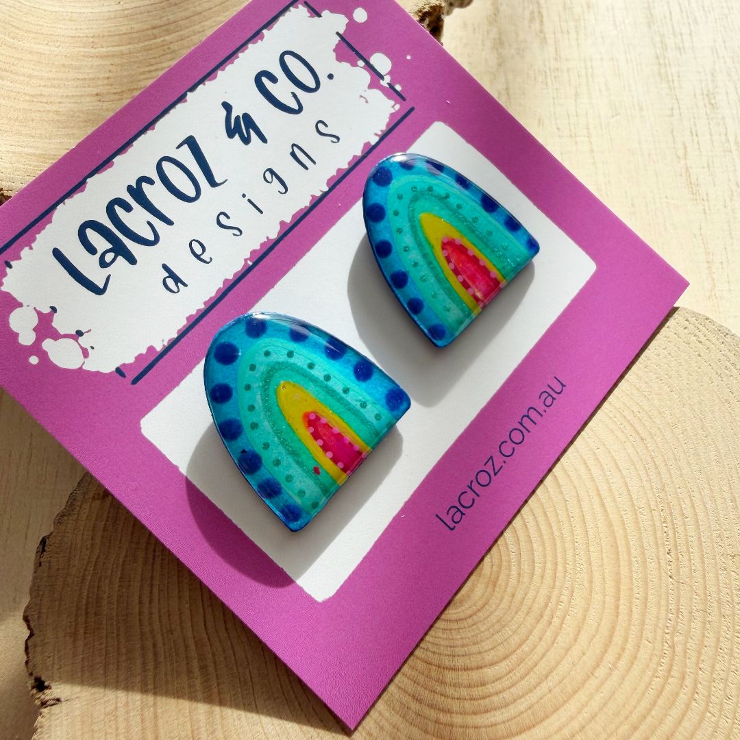 Lacroz & Co. Designs Blue Rainbow | Medium Stud Earrings
