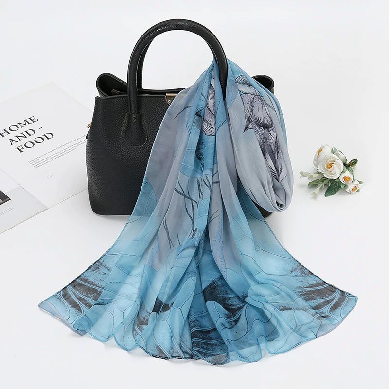 Narayn Merchandise Chiffon Scarf, grey blue 150 cm X 50cm