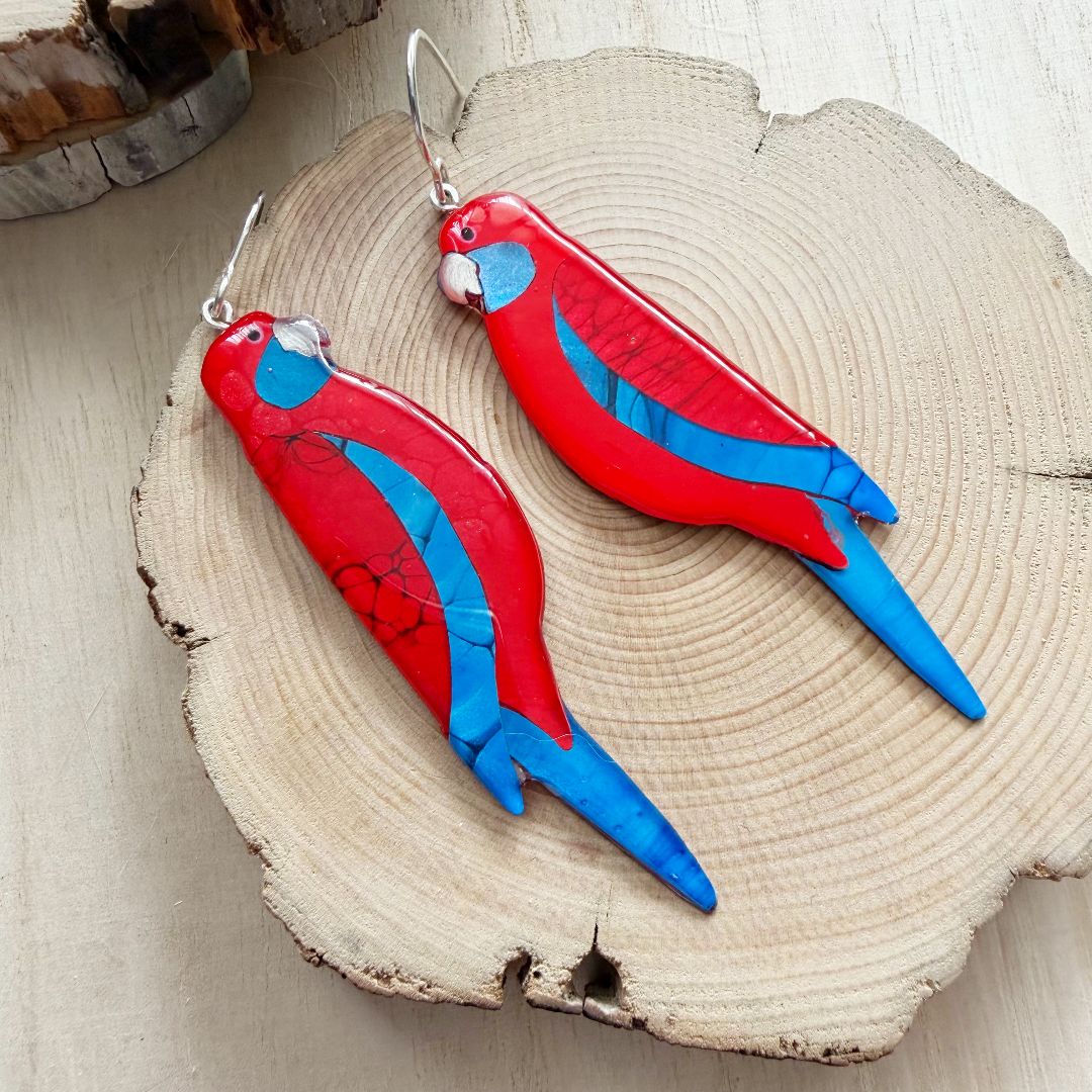 Lacroz & Co. Designs Crimson Rosella Statement Earrings