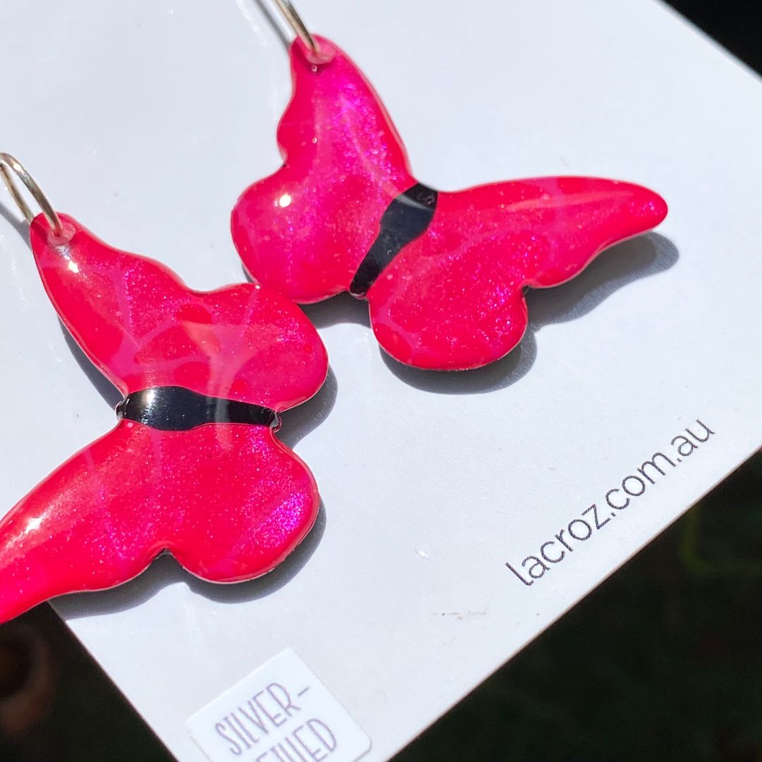 Lacroz & Co. Designs Butterfly Earrings | Pink, Pink