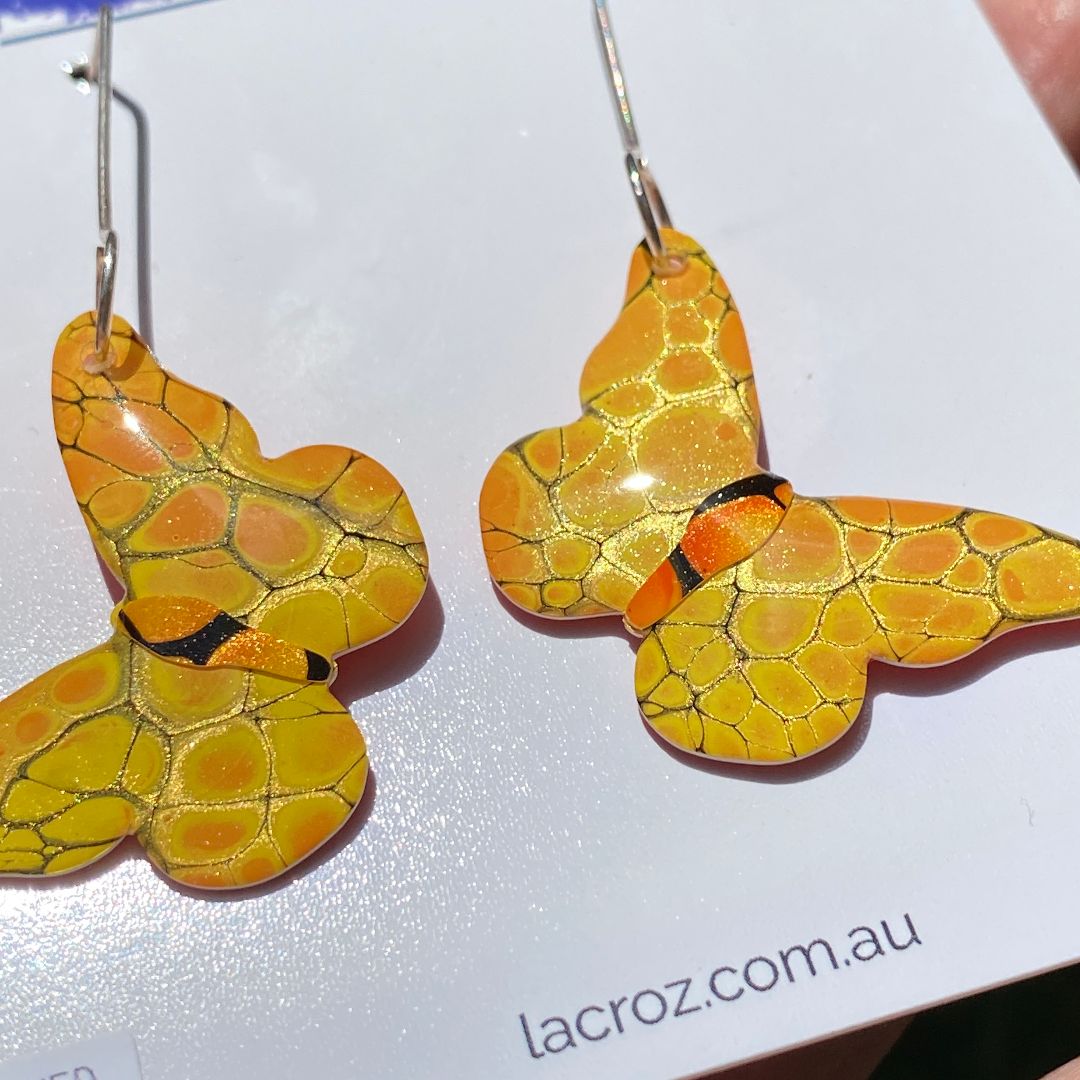 Lacroz & Co. Designs Butterfly Earrings | Yellow & Black