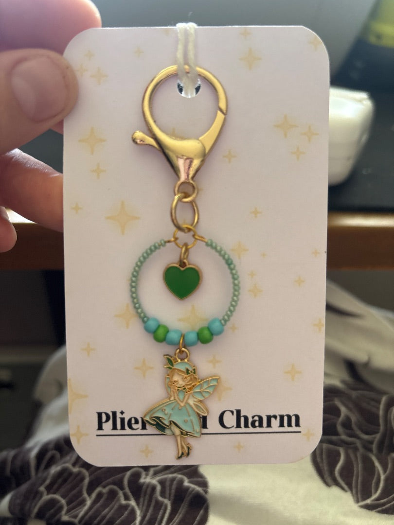 Plier and charm Small keychain, Green Small