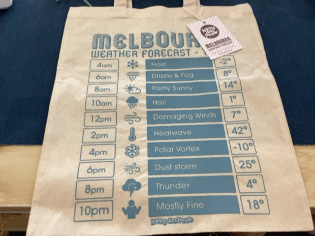 Happy Day People Melbourne Weather Forecast tote bag, Blue