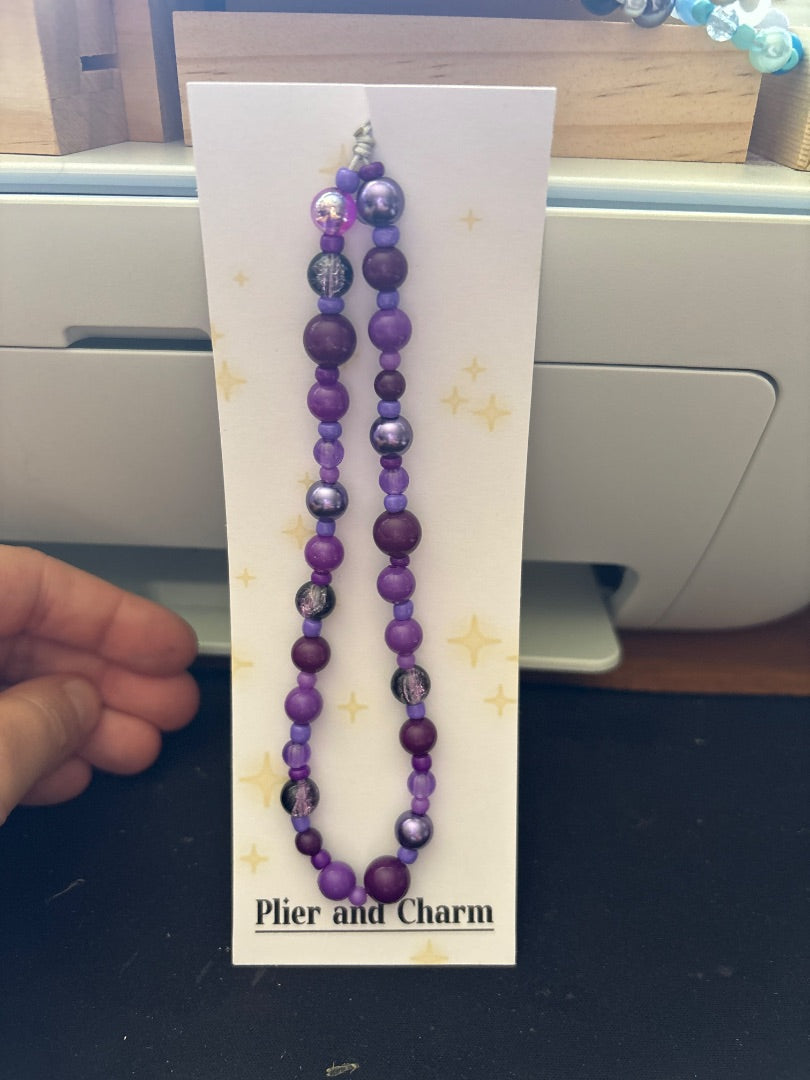 Plier and Charm Phone strap, Purple Medium
