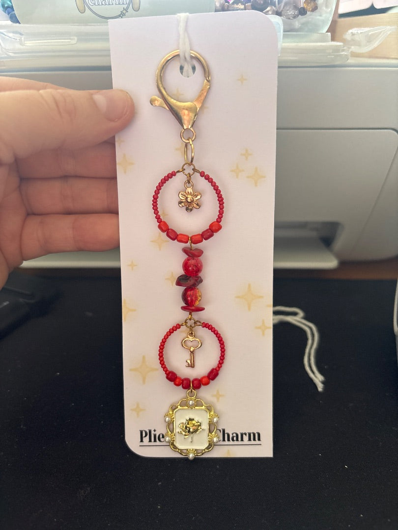 Plier and Charm Large keychain, Red Large