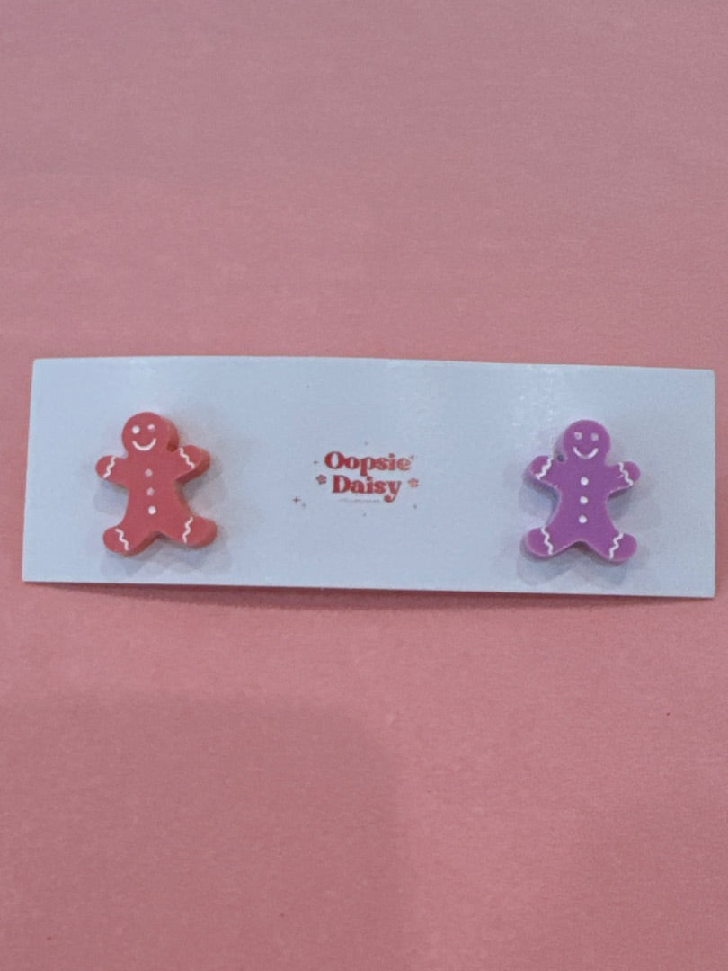 Oopsie Daisy Collections Gingerbread men studs., Purple