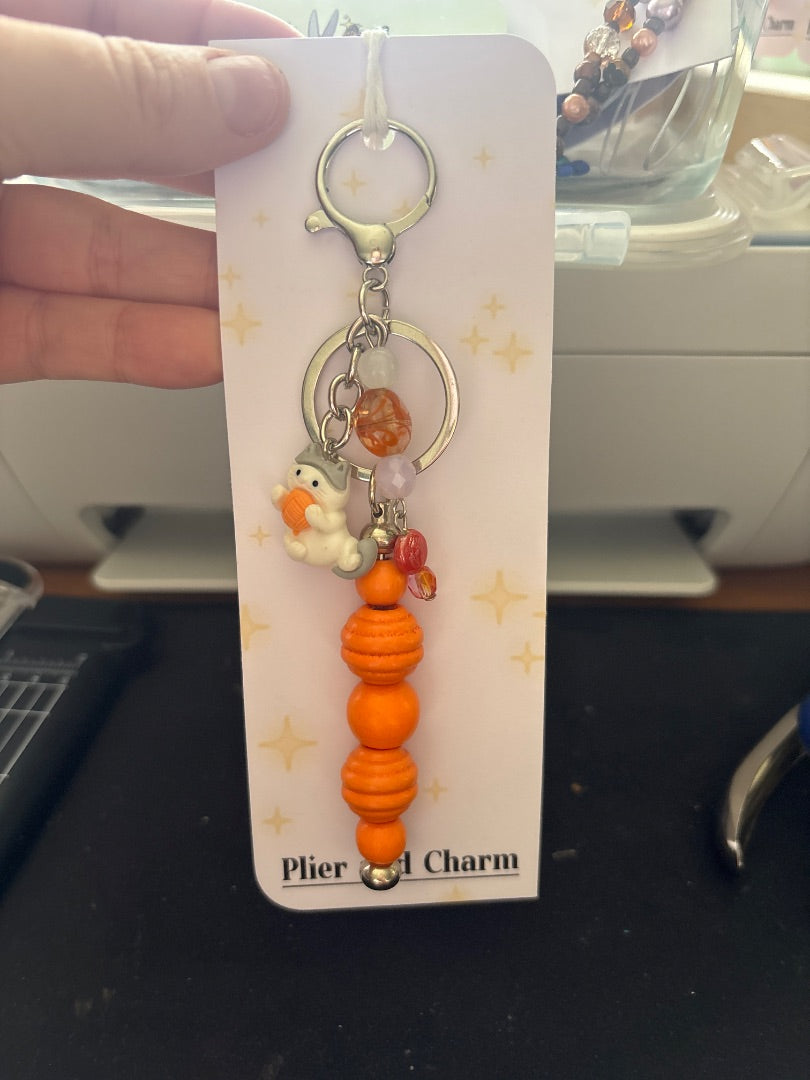 Plier and Charm Large keychain, Orange Large