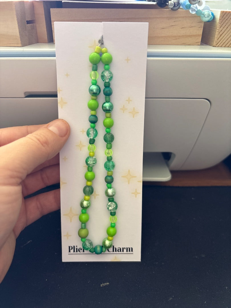 Plier and Charm Phone strap, Green Medium