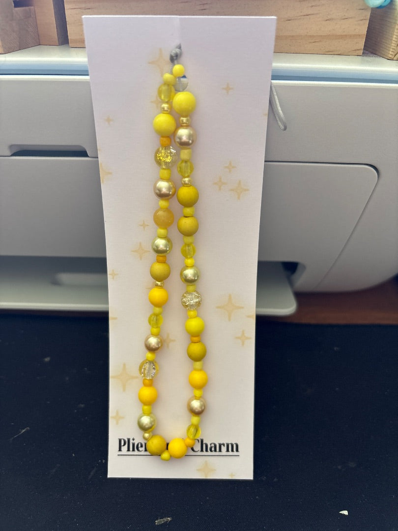 Plier and Charm Phone strap, Yellow Medium