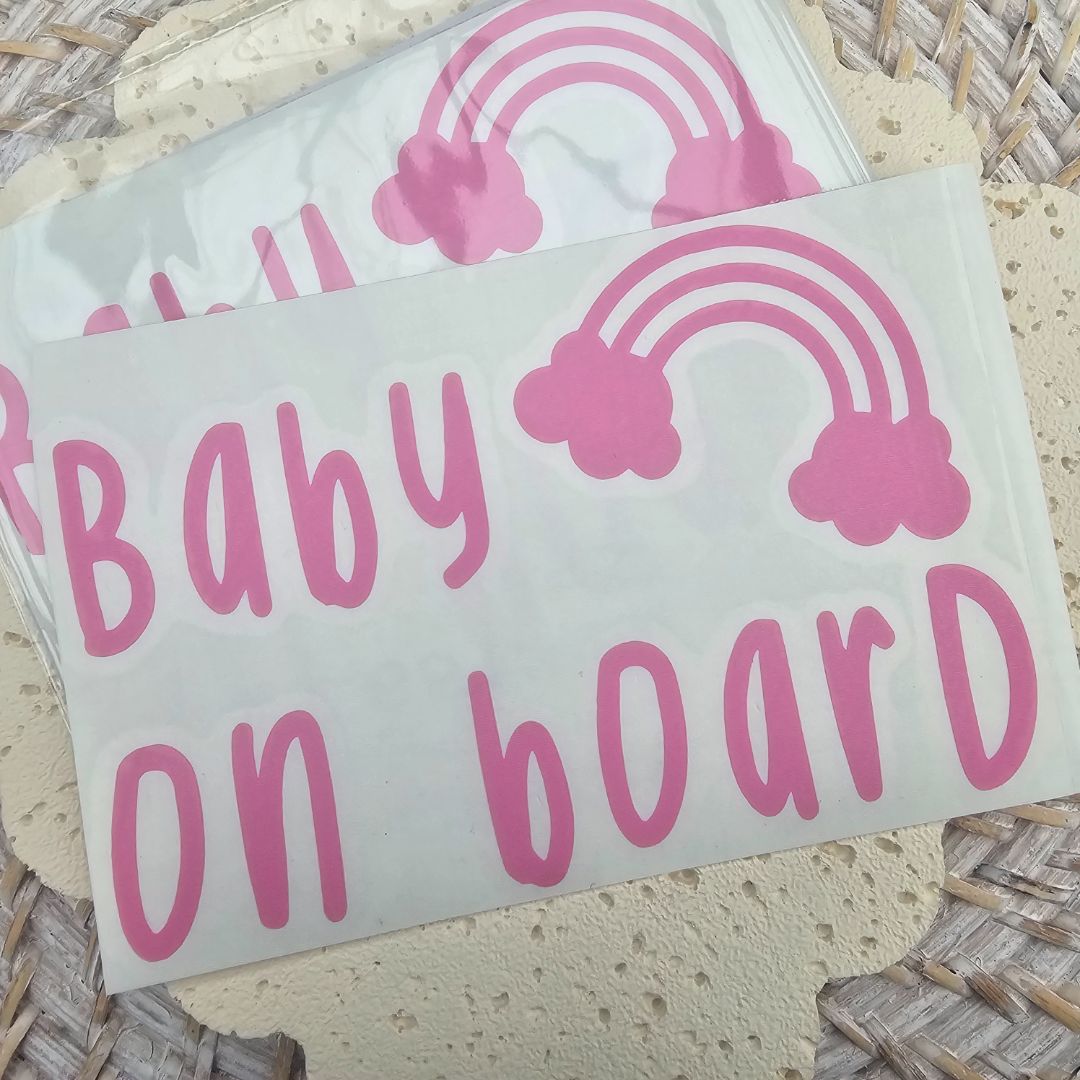 Creations by Julietta Bumper Sticker - Baby On Board, Soft Pink