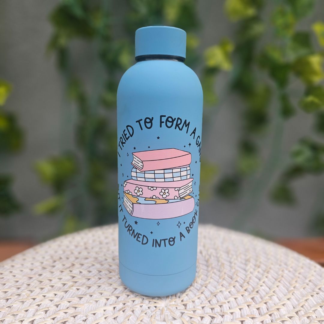 Creations by Julietta Drink Bottle - Book Club, Blue