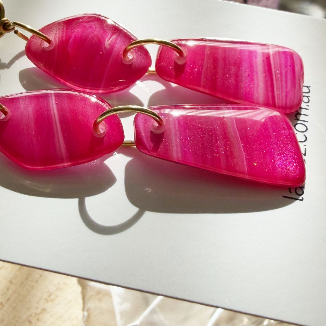 Lacroz & Co. Designs Amalfi | Gold Pink Dangle Earrings