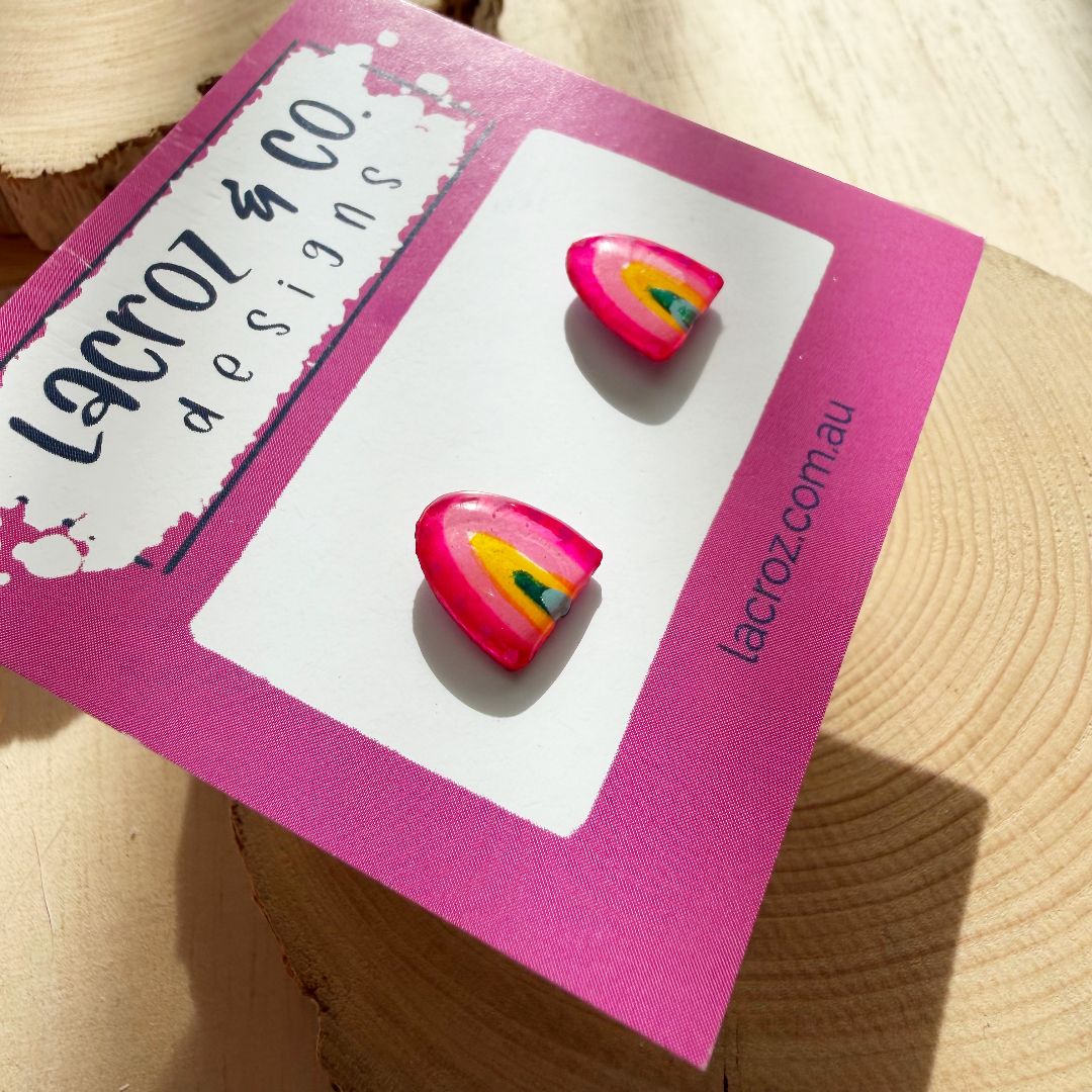 Lacroz & Co. Designs Pink Rainbow | Mini Stud Earrings