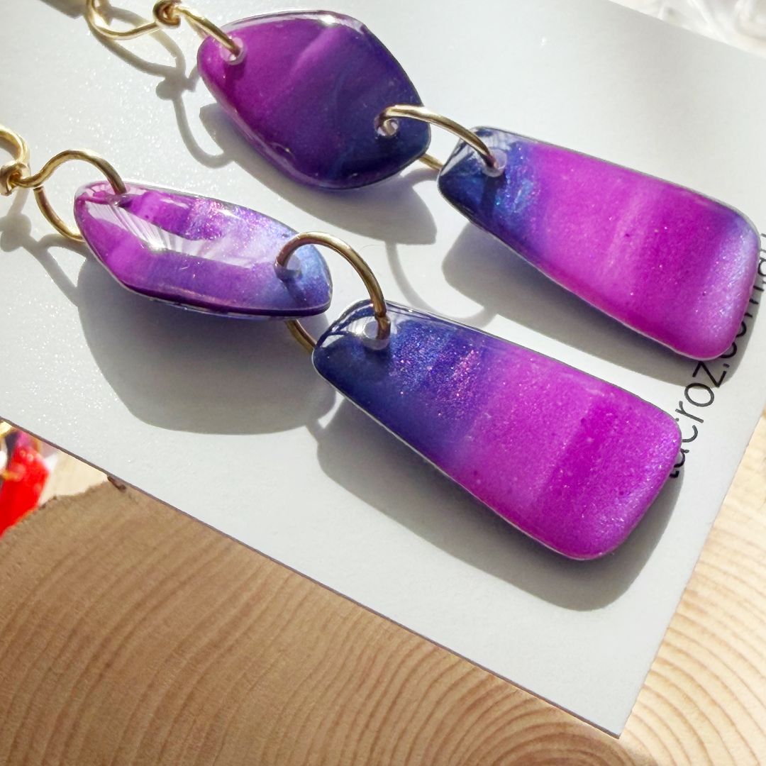 Lacroz & Co. Designs Amalfi | Gold Purple Dangle Earrings