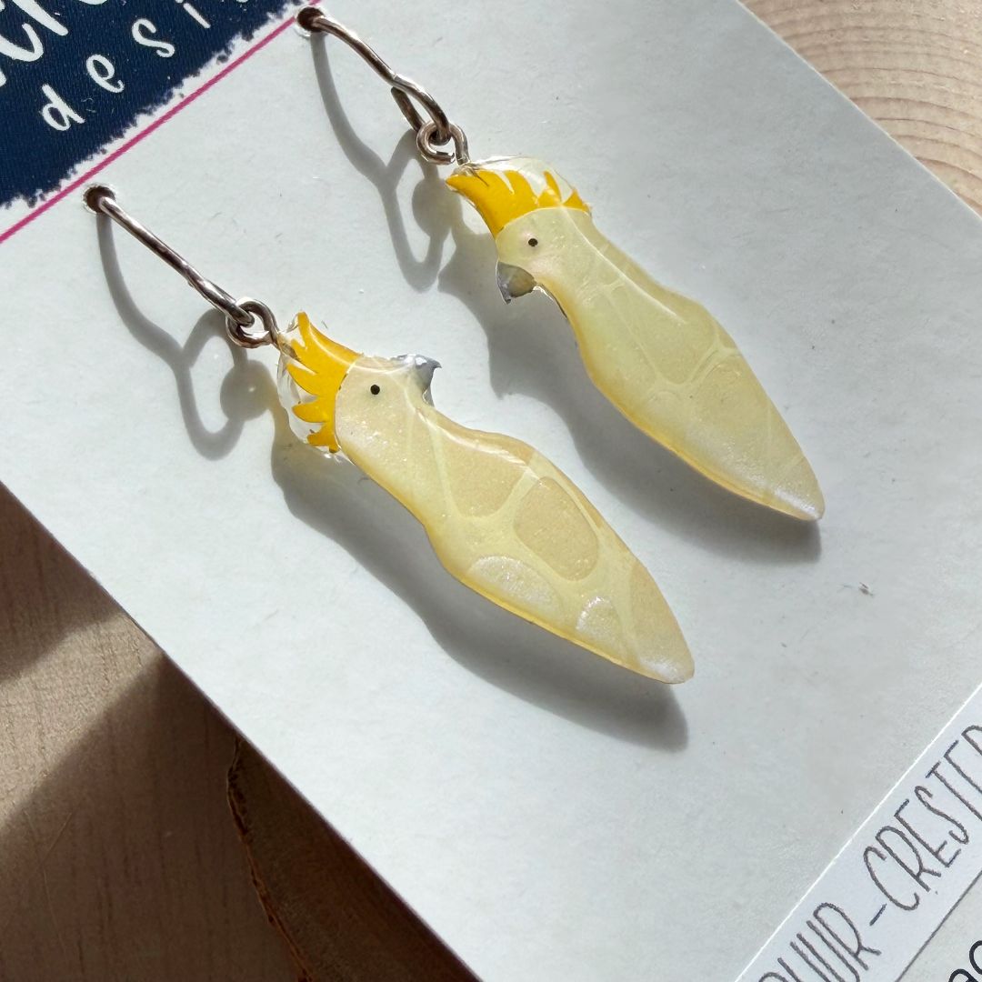 Lacroz & Co. Designs Sulphur-Crested Cockatoo Mini Earrings