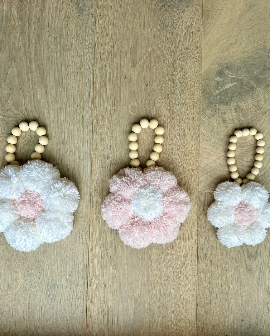 P and P Pompom Homewares, Ballet Pink with white Medium