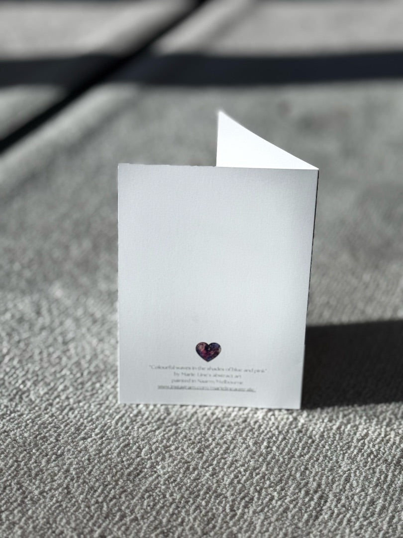 Marie-Line's abstract art Happy Mother's Day Greeting Cards blue&pink full canvas, blue&pink 105x148