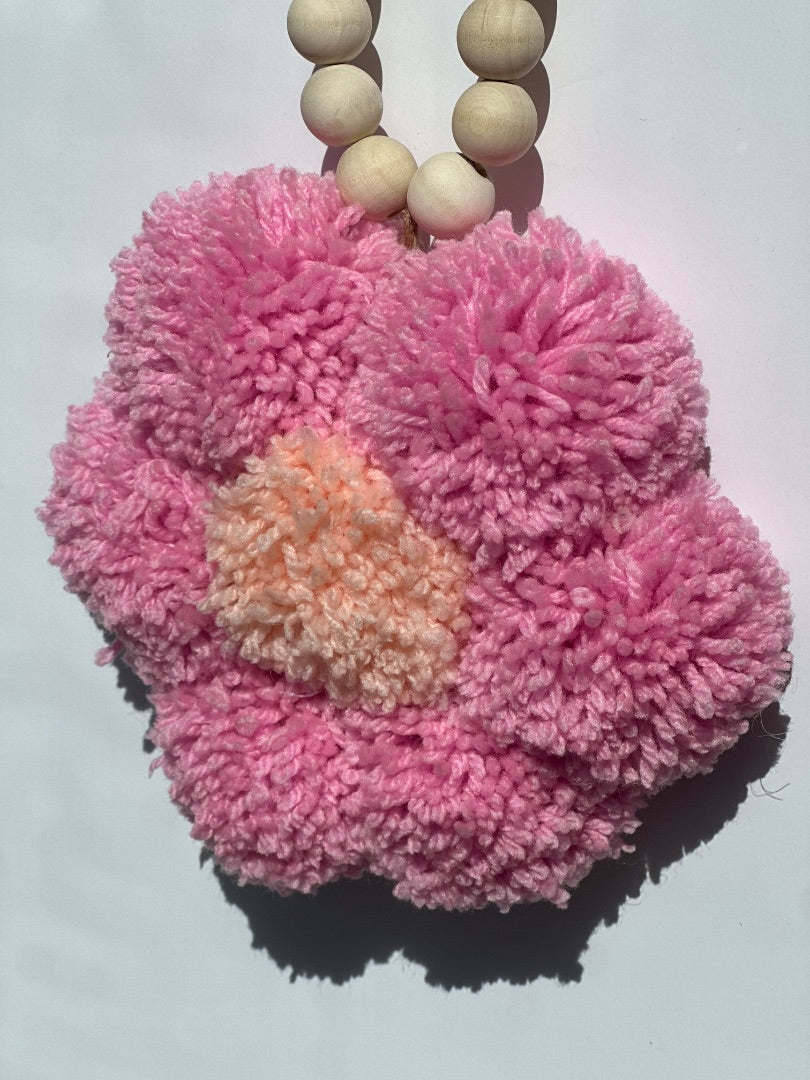 P and P Pompom Pompom Daisy, Bright Pink with peach Medium