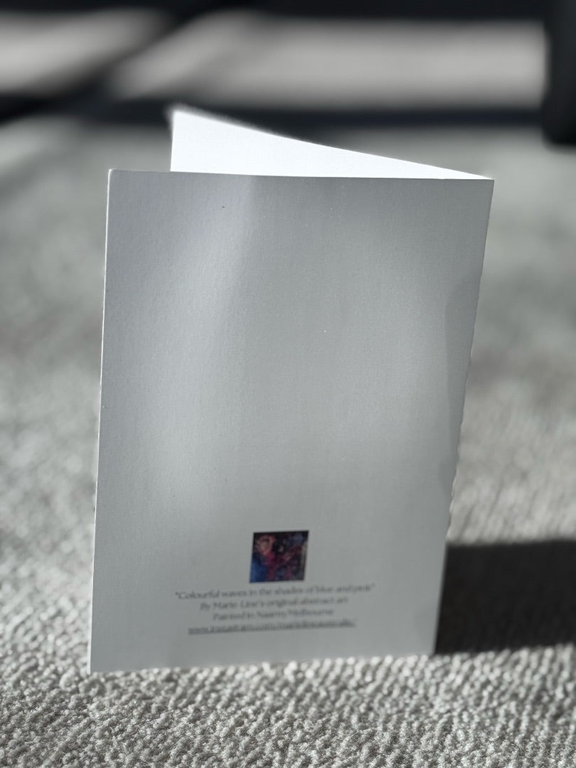 Marie-Line's abstract art Happy Mother's Day Greeting Cards blue&pink heart, blue&pink 105x148